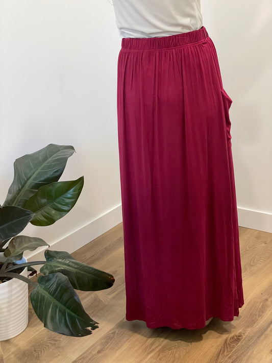 Florence Button Maxi Skirt in Raspberry Pink