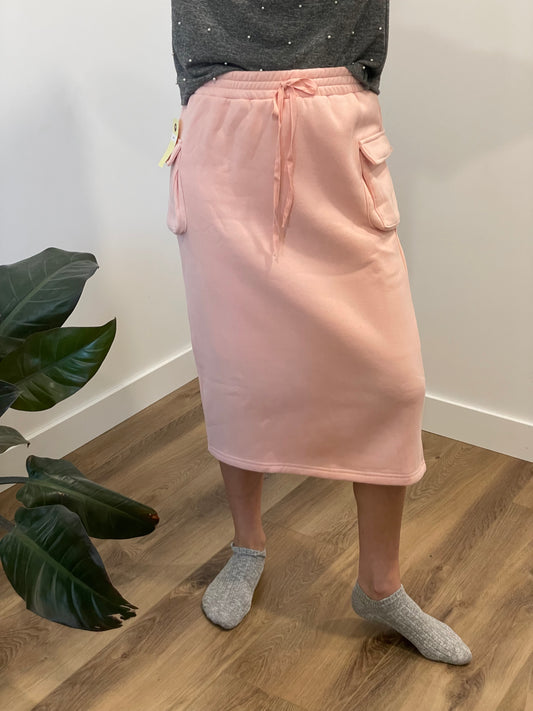 Cargo Sweatskirt Skirt in Pink