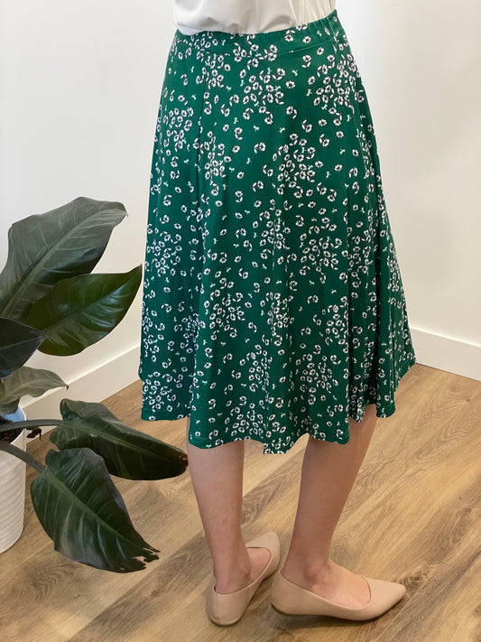 Laura Floral A-Line Knee Length in green