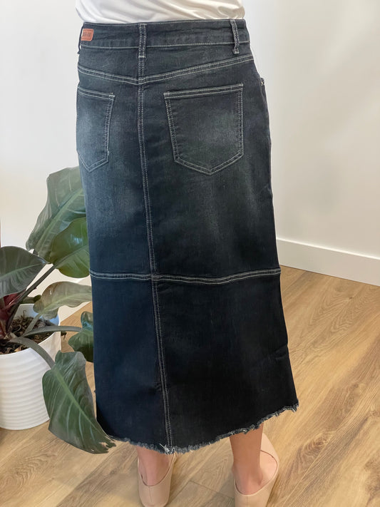 "Hailey" in Black Calf Length A-Line Skirt - Ladies & Lavender Boutique