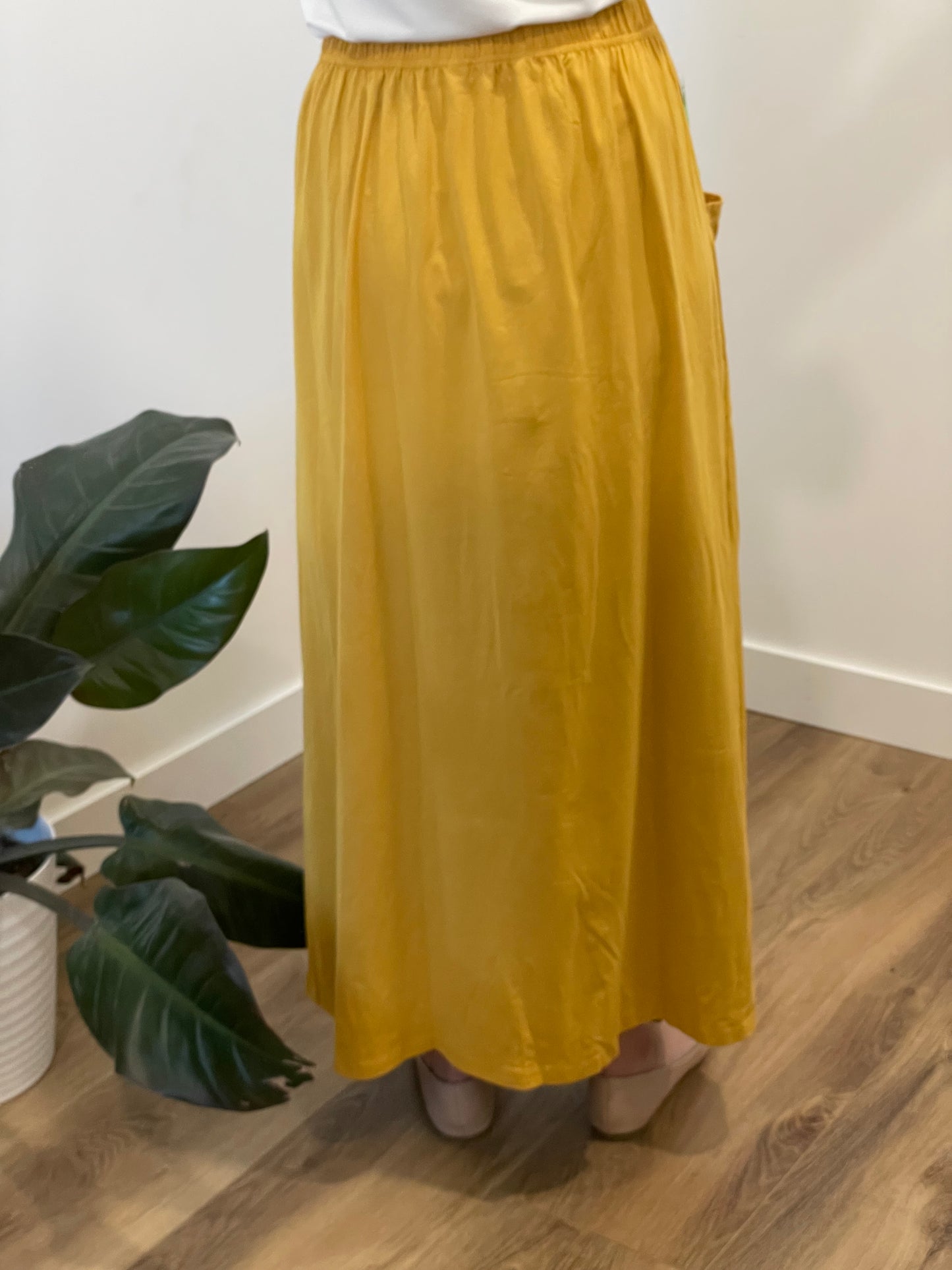 Florence Button Maxi Skirt in Yellow - Ladies & Lavender Boutique