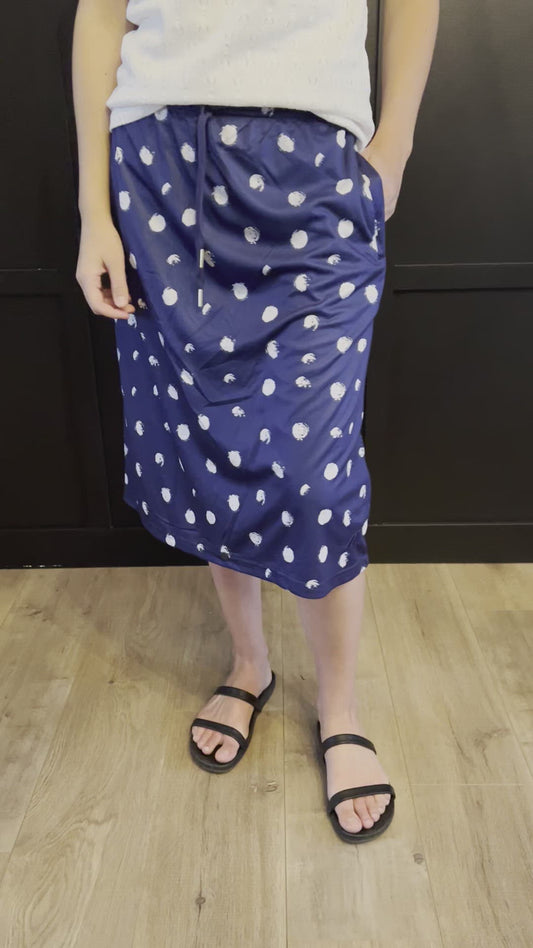 "Zoey" Sport Skirt with Navy Polka Dots print
