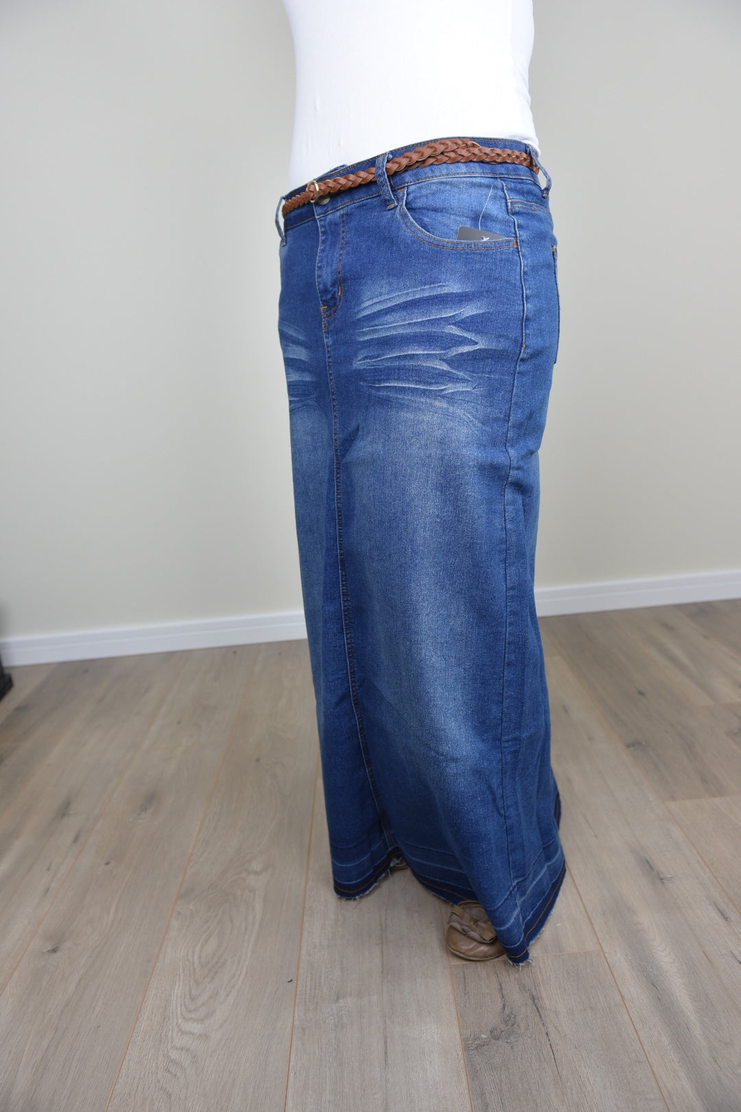 "Avery" Long Denim Skirt in Indigo Wash - Ladies & Lavender Boutique