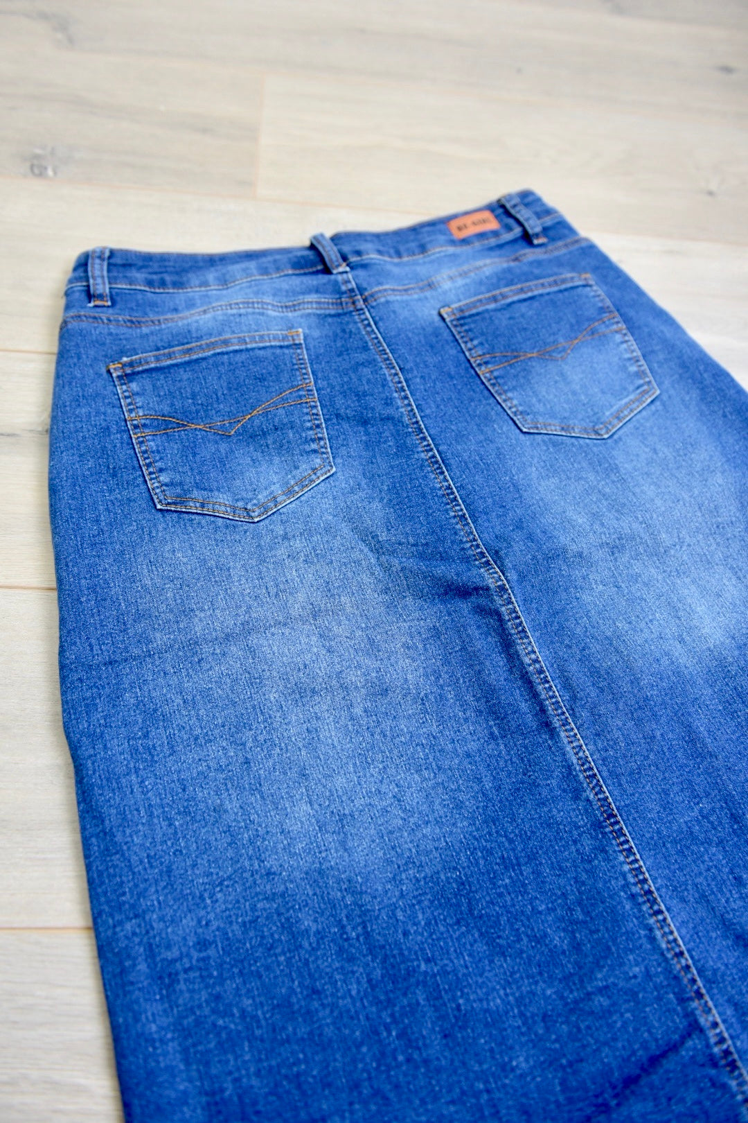 "Avery" Long Denim Skirt in Indigo Wash - Ladies & Lavender Boutique