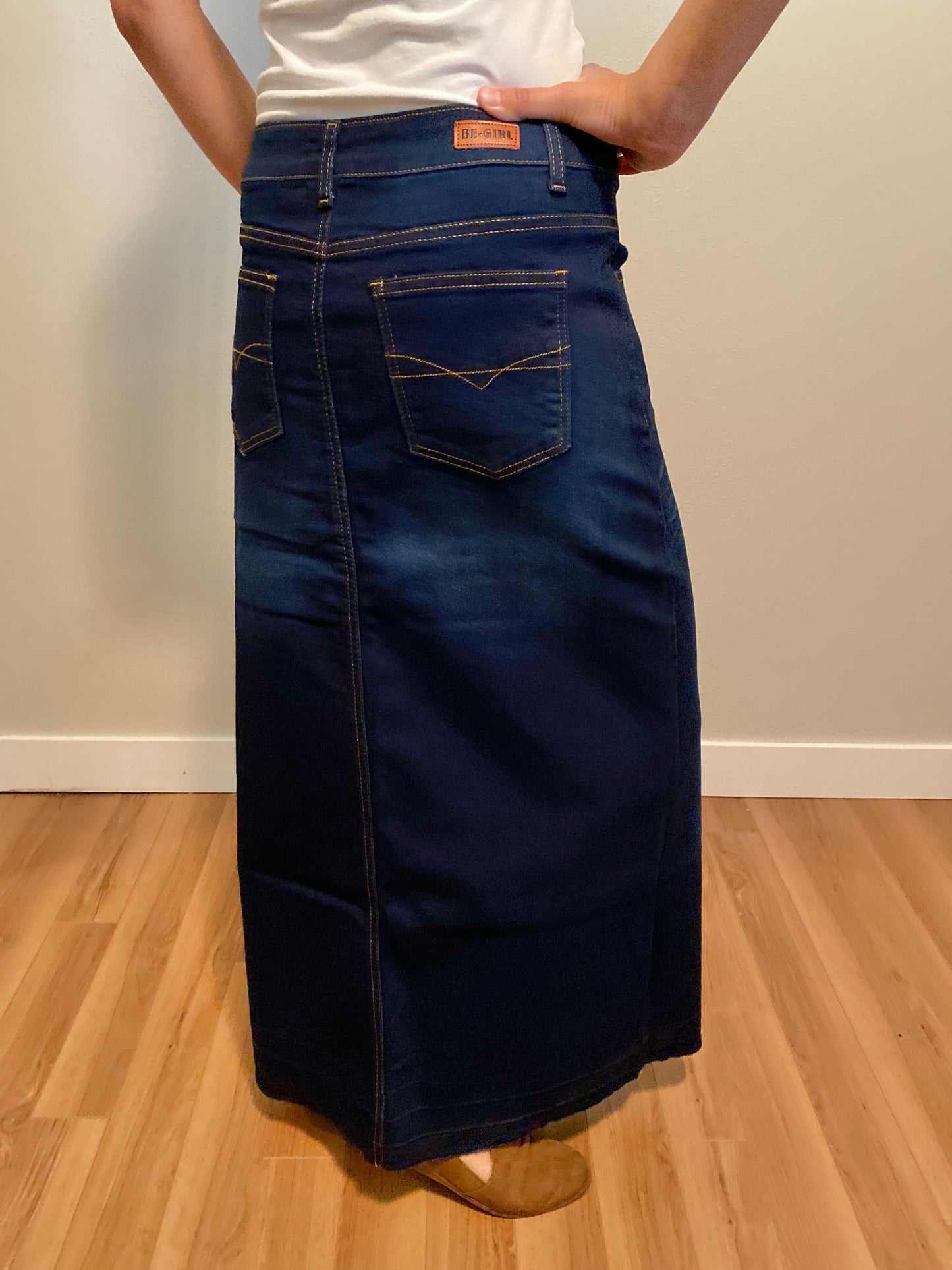 "Avery" Long Denim Skirt in Dark Indigo Wash - Ladies & Lavender Boutique