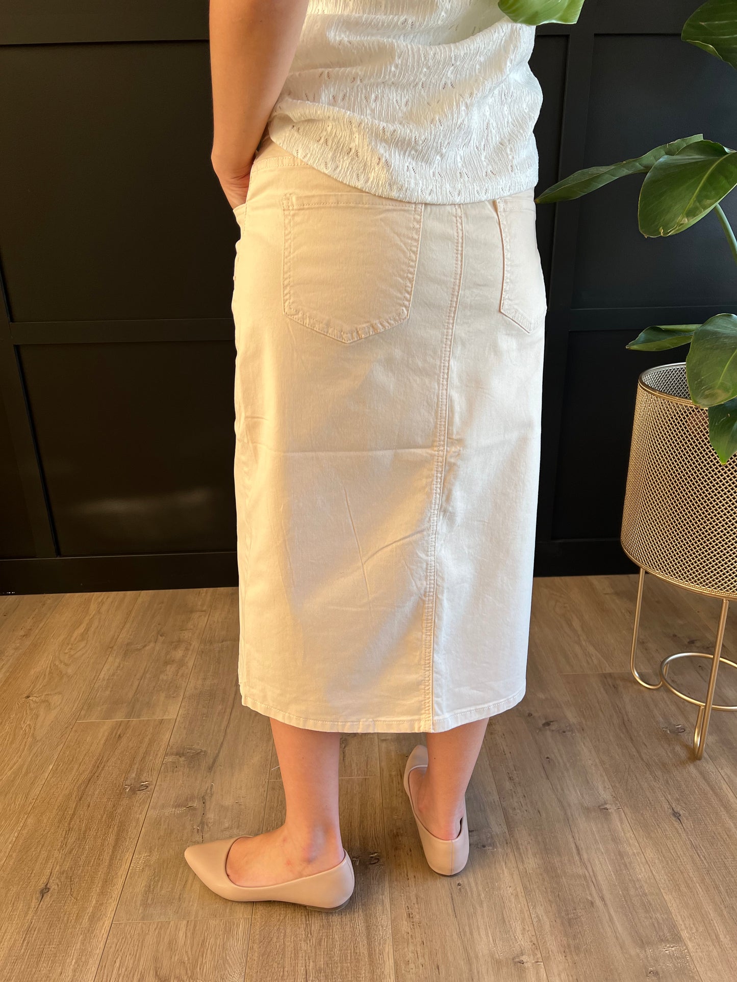 Remi Ivory Midi Skirt 29 inches long - Ladies & Lavender Boutique