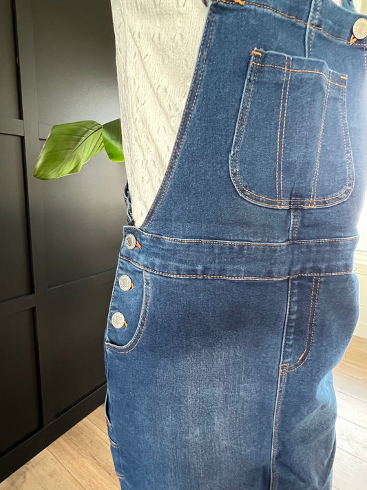 "Aubrey" Indigo Midi Denim Overall Dress - Ladies & Lavender Boutique