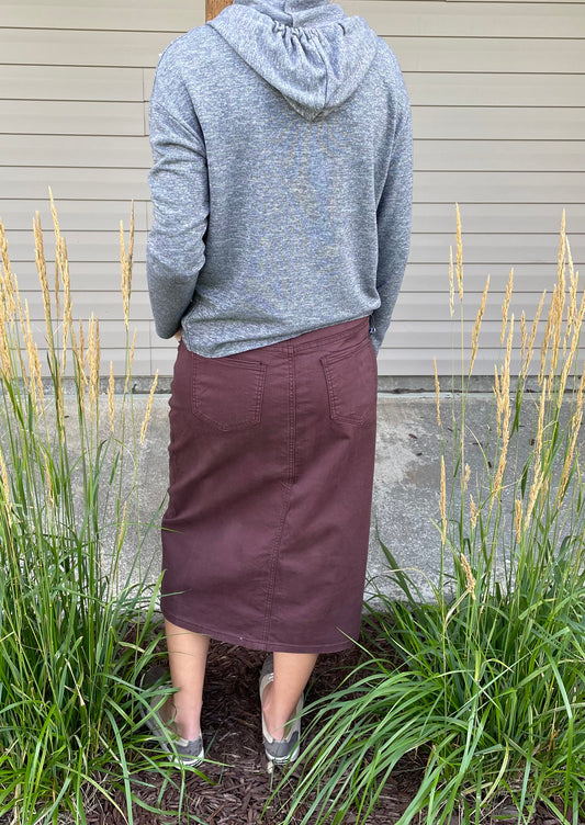Remi Currant Midi Skirt 29 inches long - Ladies & Lavender Boutique