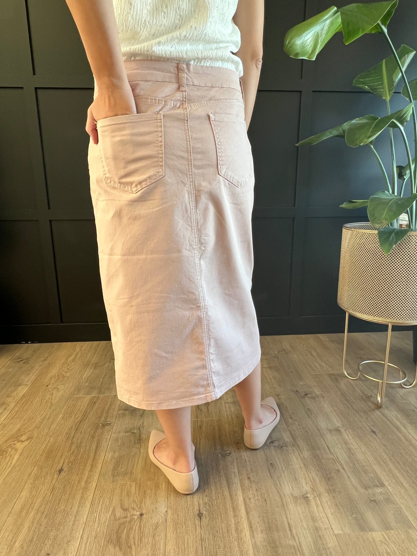 Remi Blush Midi Skirt 29 inches long - Ladies & Lavender Boutique