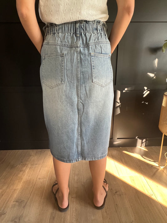 "Ariana" Elastic Wasit Denim Skirt - Ladies & Lavender Boutique
