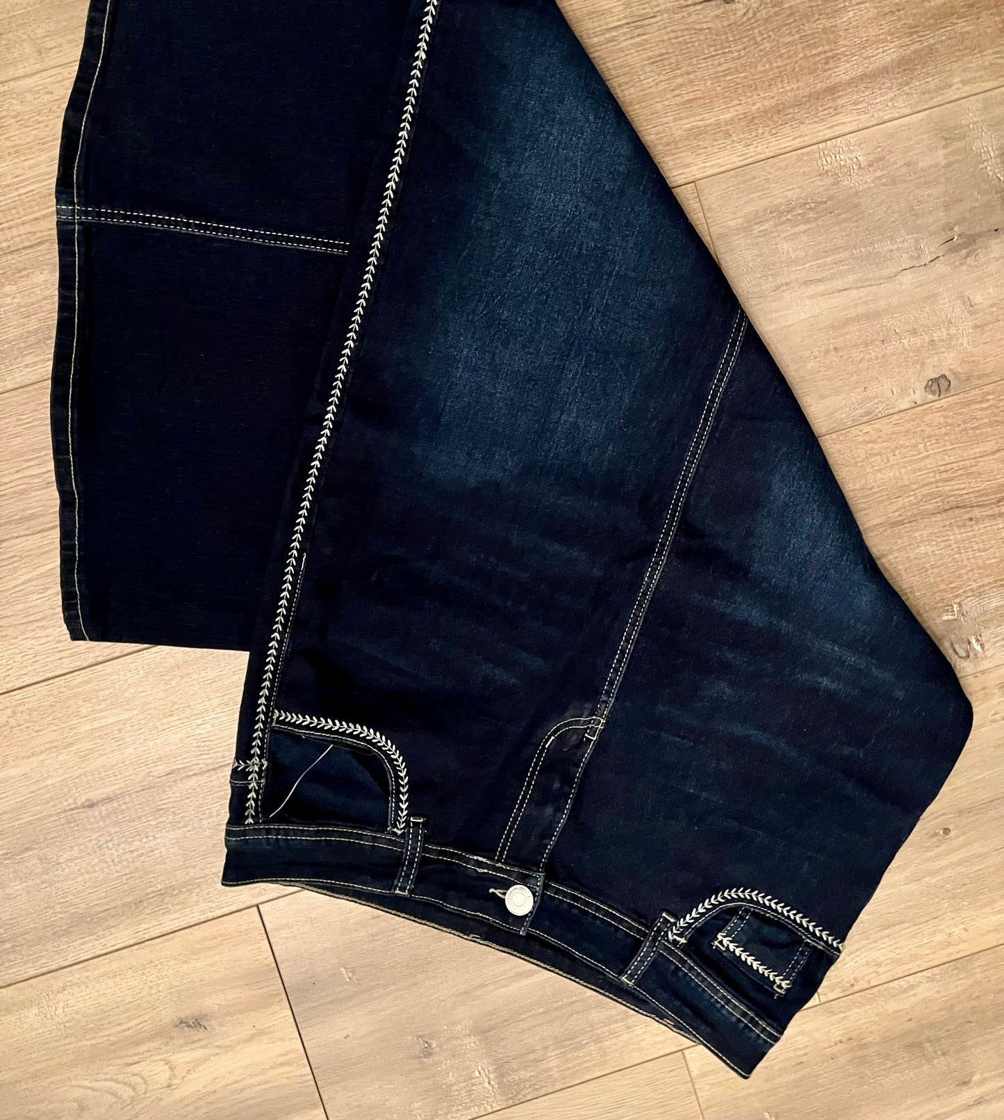 "Lily" Dark Indigo Full Length Skirt With Embroidery - Ladies & Lavender Boutique