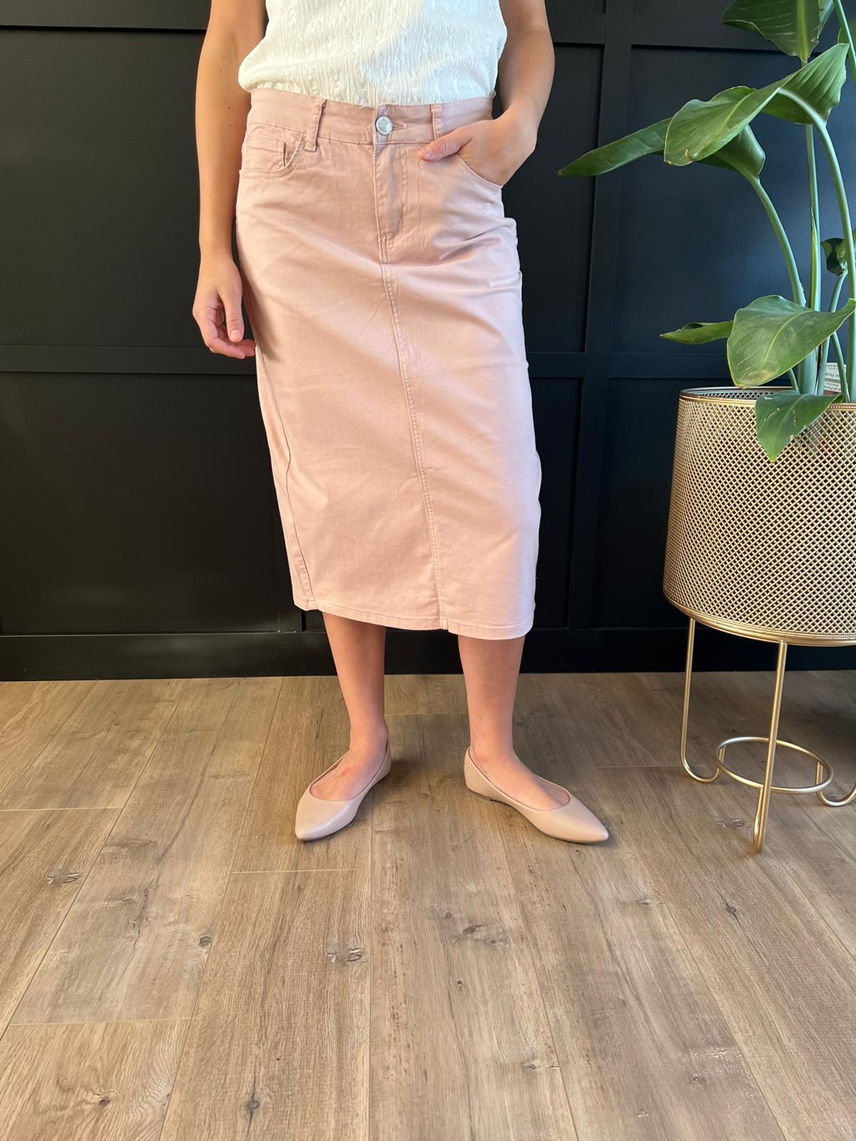 Remi Blush Midi Skirt 29 inches long - Ladies & Lavender Boutique
