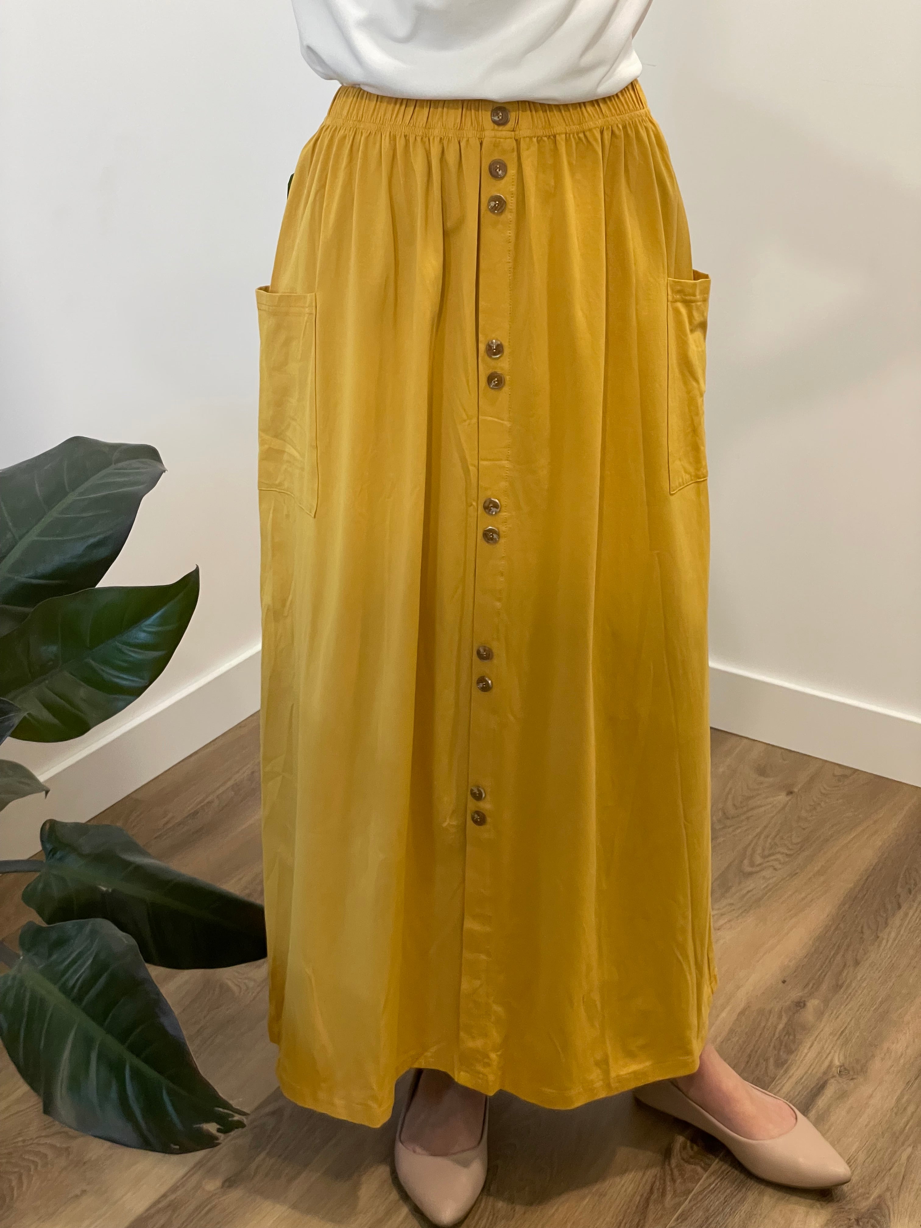 Madewell side button skirt yellow hotsell