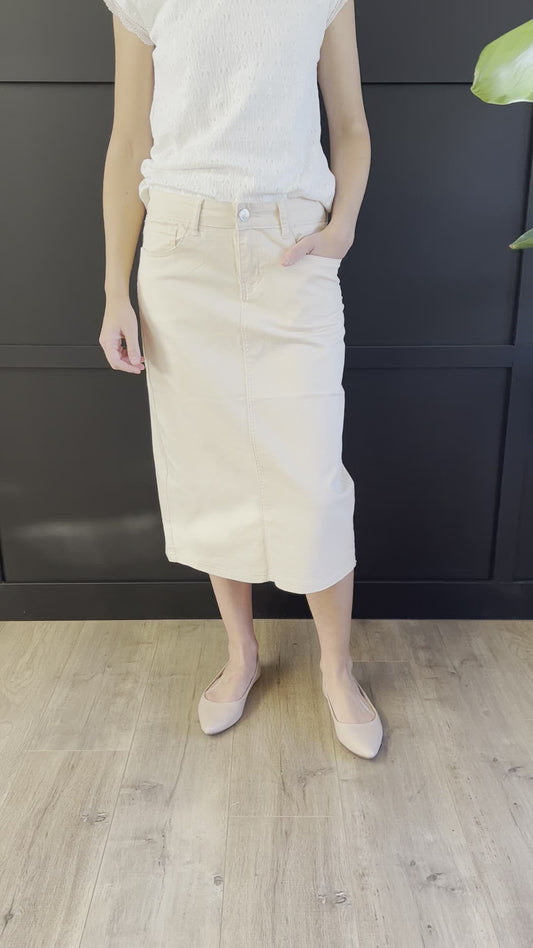 Remi Ivory Midi Skirt 29 inches long