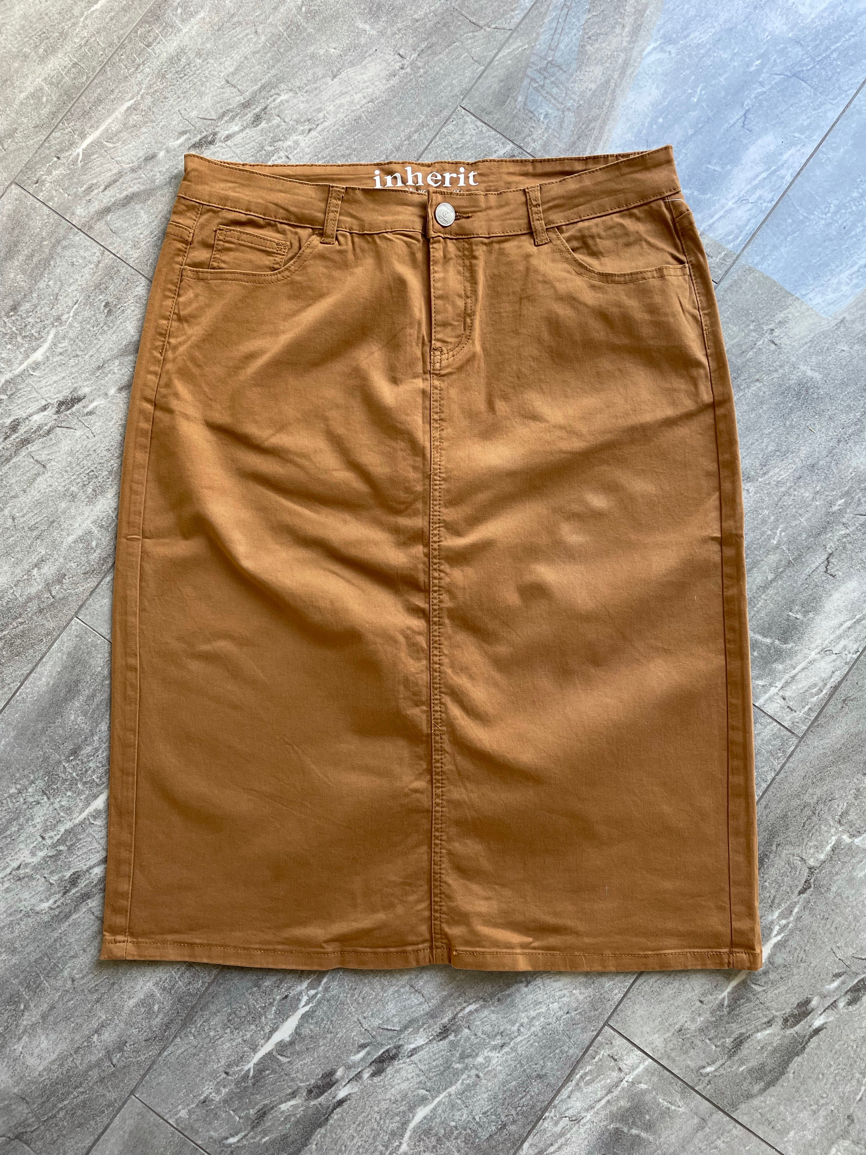 Camel denim sale skirt