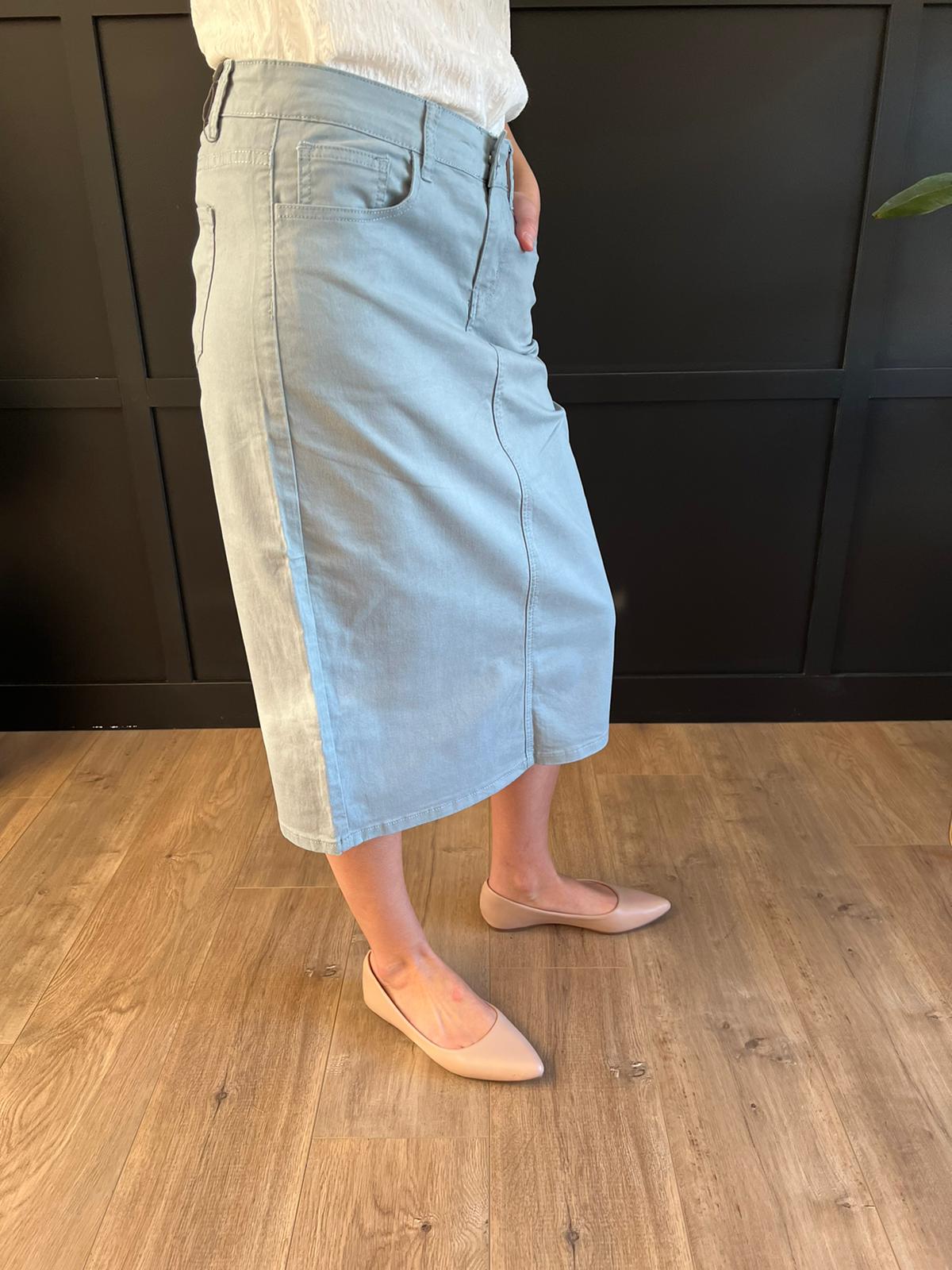 Remi Robin Light Blue Midi Skirt 29 inches long - Ladies & Lavender Boutique